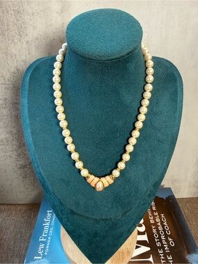 Vintage Napier 16” Faux Pearl Necklace | Gold Tone Clasp Classic Elegance